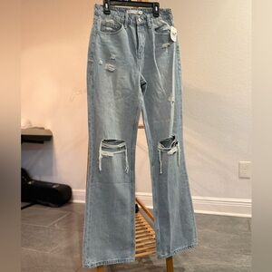 NWT Altar'd State Womens Relaxed Distressed Jeans - Light Blue, Size 25